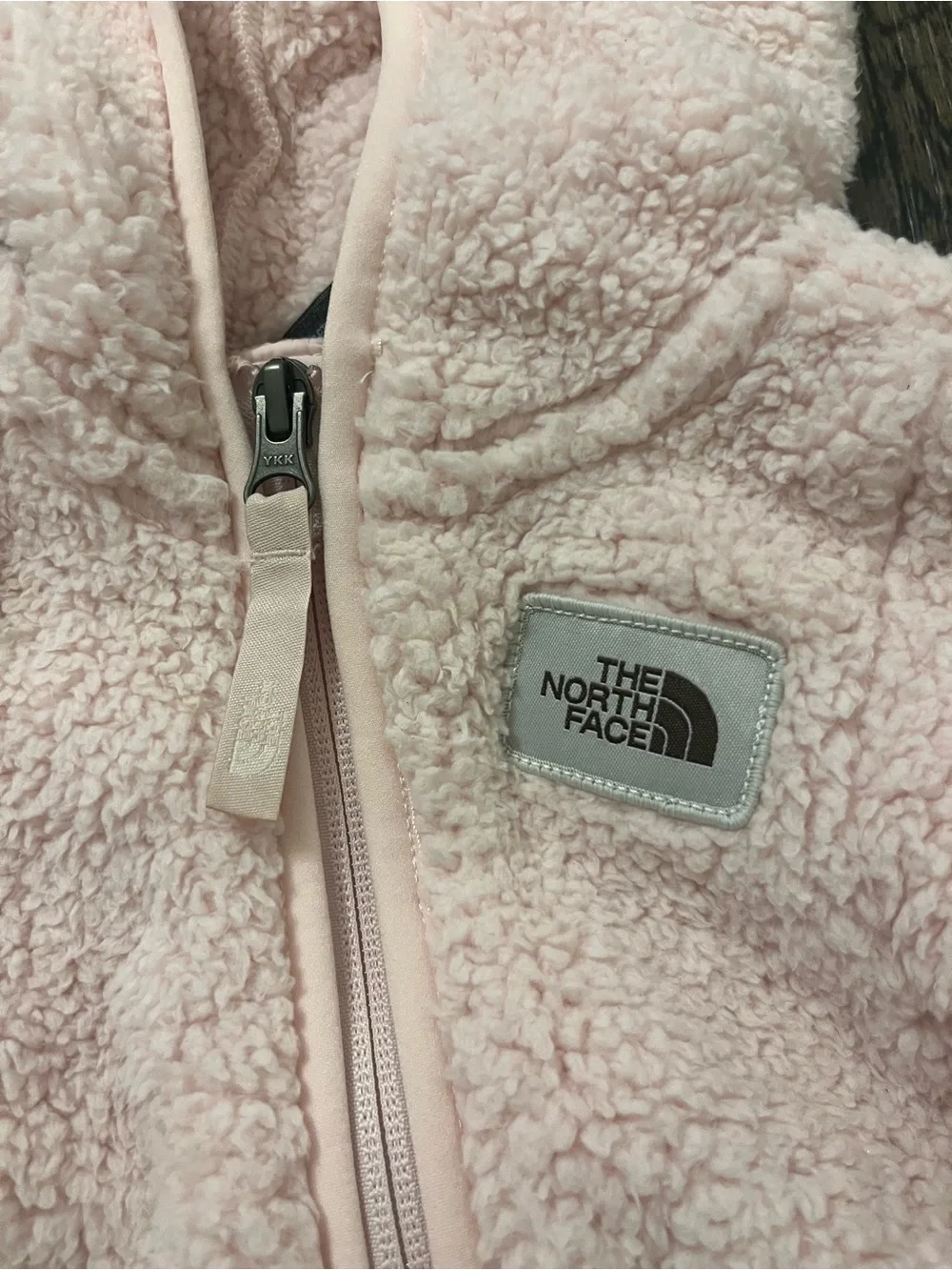 The North Face Light Pink Sherpa Infant One-Piece Hooded Footed Bunting